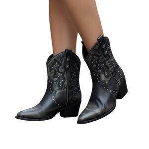 Dirty Laundry Black Western Studded Heeled Boots